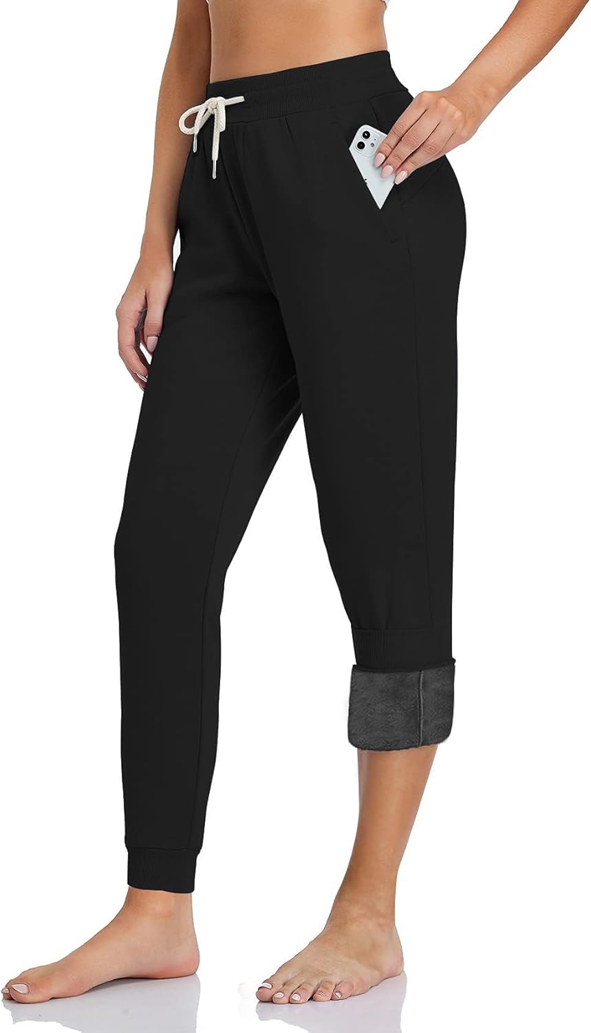 Women's Baby Polar Fleece Lined Jogger Pants for Winter Comfort