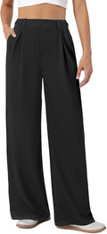 Womens Wide Leg Stretchy Dress Pants with Pockets - Comfortable