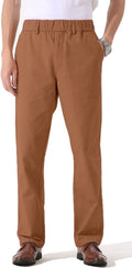 Men's Cotton Relaxed Fit Pull-On Twill Pants - Easy Elastic Waist