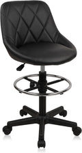 Drafting Chair with Back Leather Rolling Swivel Stool - Ergonomic