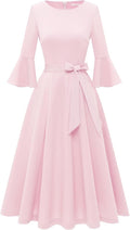 HomRain Women's Church Dress Midi Bell Sleeve Vintage - Flattering Fit