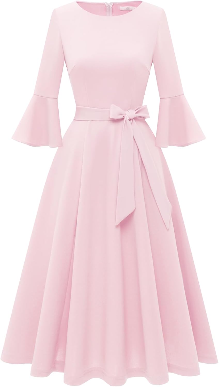 Vintage Evening Graduation Dress with Bell Sleeves for Women