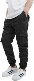 URBANJ Men's Stretch Twill Drop Crotch Jogger Pants (Style ZBLS)