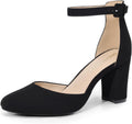 DREAM PAIRS Womens Closed Toe Chunky Heels Ankle Strap - Elegant 3in