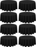 8 Pack Black Round Tablecloth 90 in Circle Polyester Table Cloth