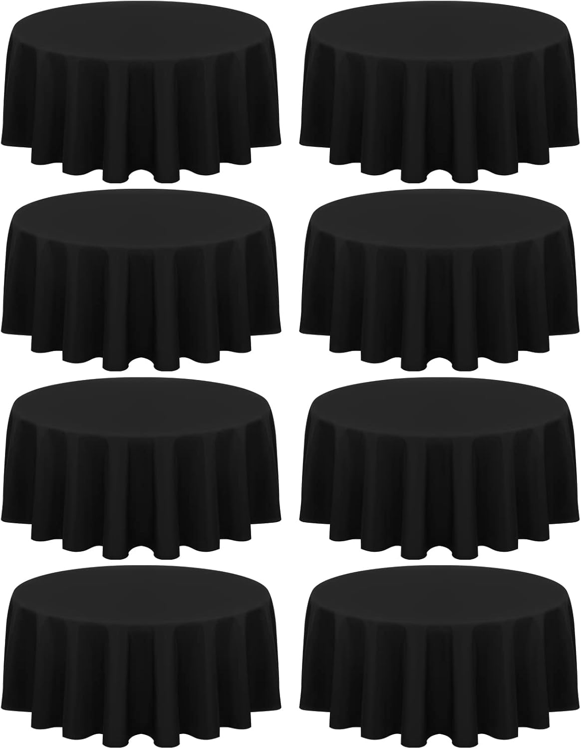 8 Pack Black Round Tablecloths for Elegant Events and Parties