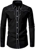 Mens Western Cowboy Shirt for Men - Embroidered Slim Fit Button Down