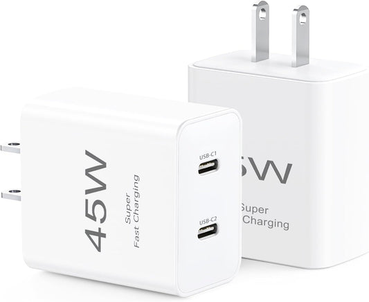 iPhone 17 Charger Fast Charging Dual Port USB C Block 45W