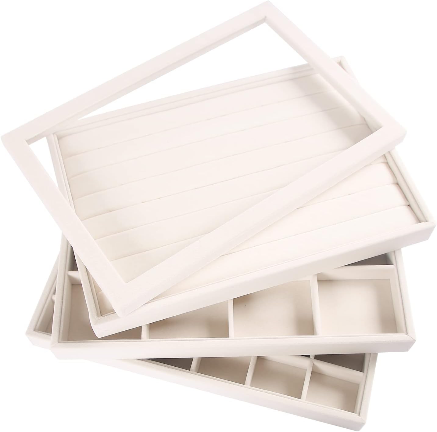 Coward Stackable Jewelry Trays Organizer Set with Clear Lid