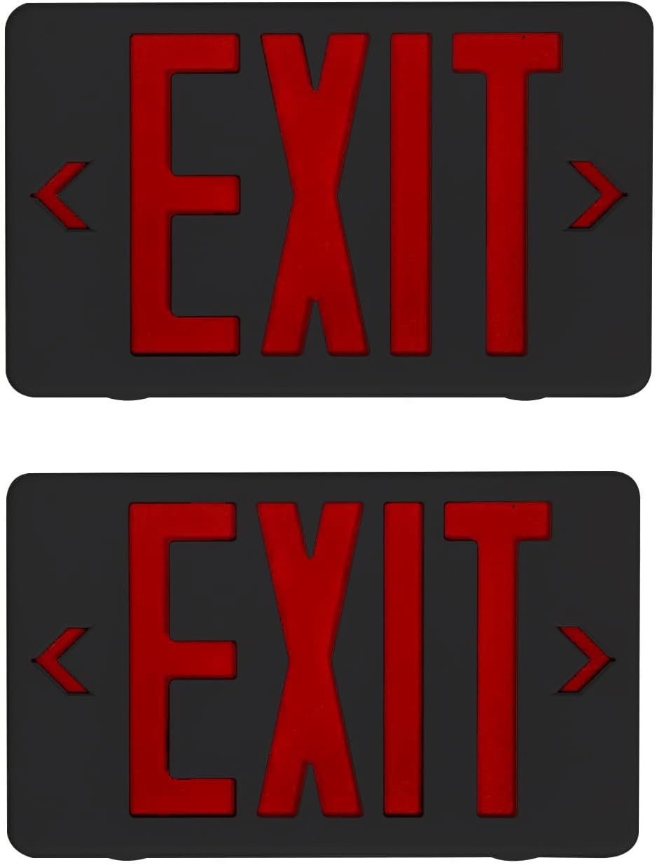 CM MZY Black Exit Sign with Red Double Face Emergency Light