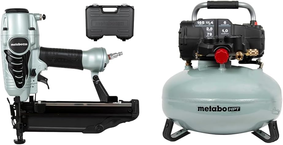 Metabo HPT Finish Nailer Bundle with Air Compressor for Professionals
