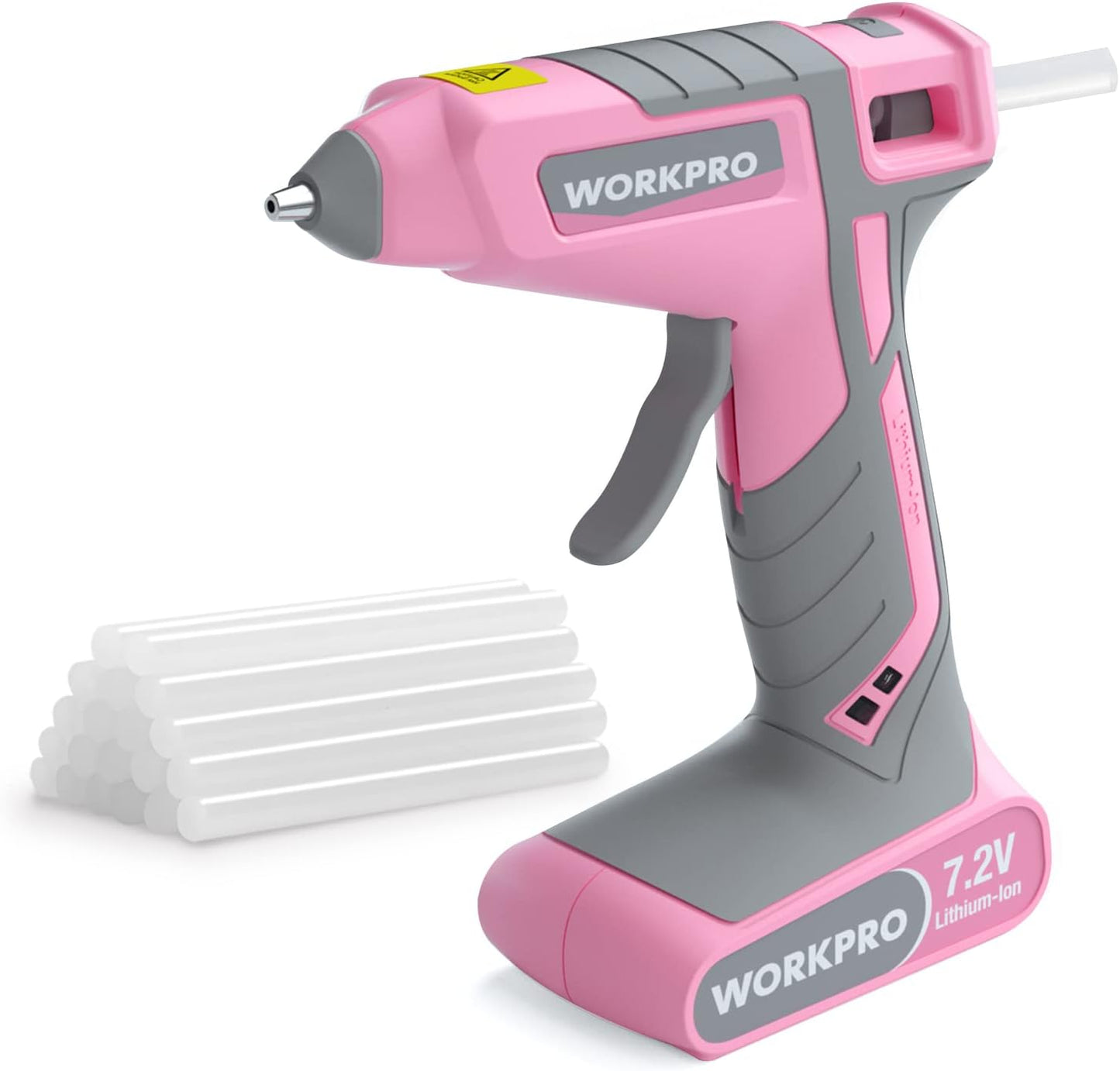WORKPRO Pink Cordless Hot Melt Glue Gun for Crafts and DIY