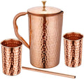 Taluka Handmade Copper Hammered Water Pitcher With Tumblers