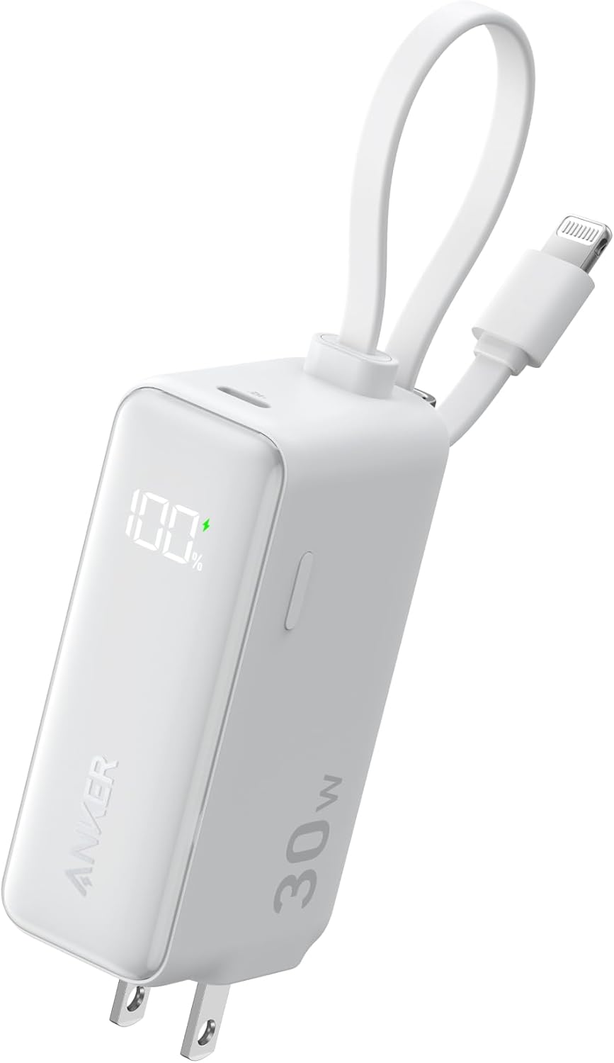 3-in-1 Power Bank with Built-in Lightning Cable and AC Plug