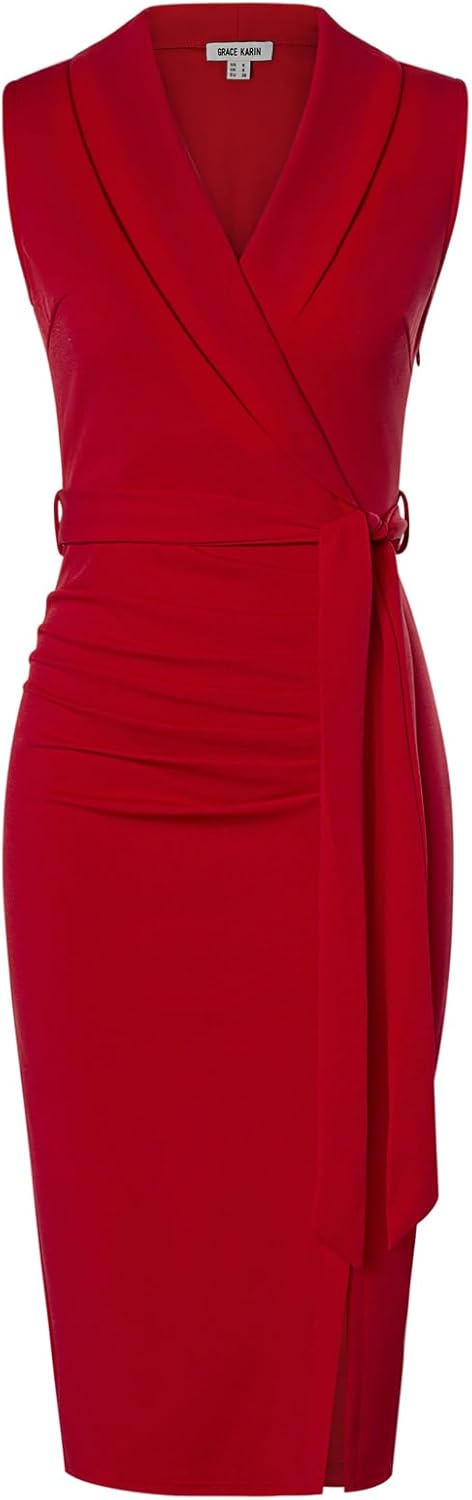 Stylish Sleeveless Ruched Bodycon Midi Dress for Work Events