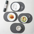 Grey Oval Silicone Placemats Set of 4 - Heat Resistant Modern Table