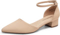 Women's Dress Shoes Low Heel Pumps with Ankle Strap - Comfortable Fit