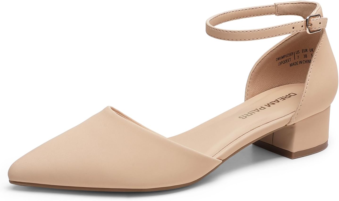 DREAM PAIRS Women's Low Heel Pumps for Comfort and Style