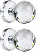 Crystal Glass Dummy Door Knobs 2 Pack, Round Half-Dummy - Polished