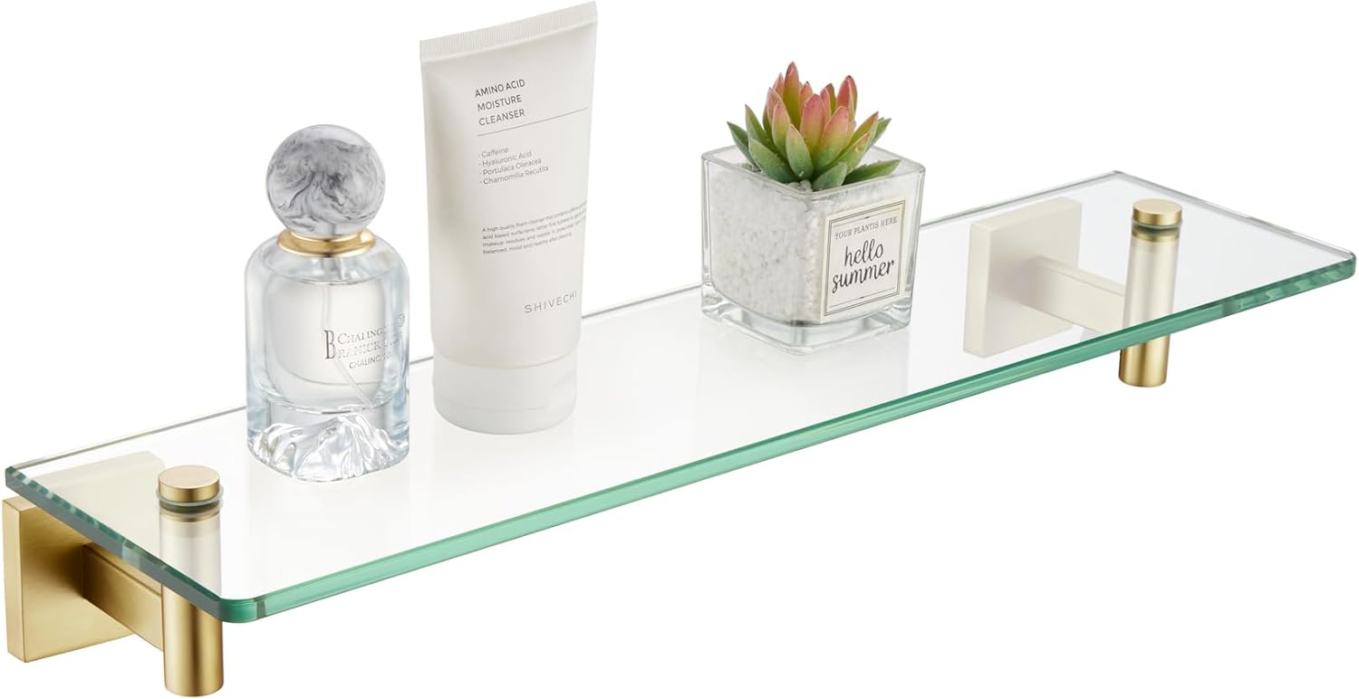 KOKOSIRI Floating Shelf 20-Inch Stainless Steel Glass Storage