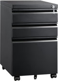 DEVAISE 3 Drawer Mobile File Cabinet with Lock for Home Office - Fully Assembled in Black