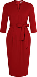 GRACE KARIN Womens Work V Neck 3/4 Sleeve Bodycon Dress - Elegant