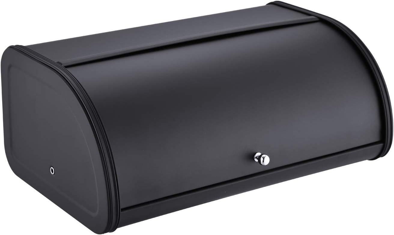 HILFA Stainless Steel Bread Box with Roll Up Lid for Kitchen
