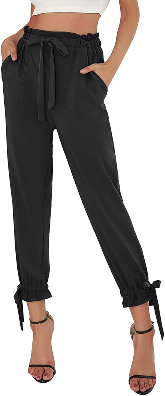 GRACE KARIN Womens Casual Pants with Self Tie Bow-Knot Design