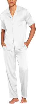 Men Satin Silk Pajama Set 2 Piece Button Down - Comfortable Loungewear