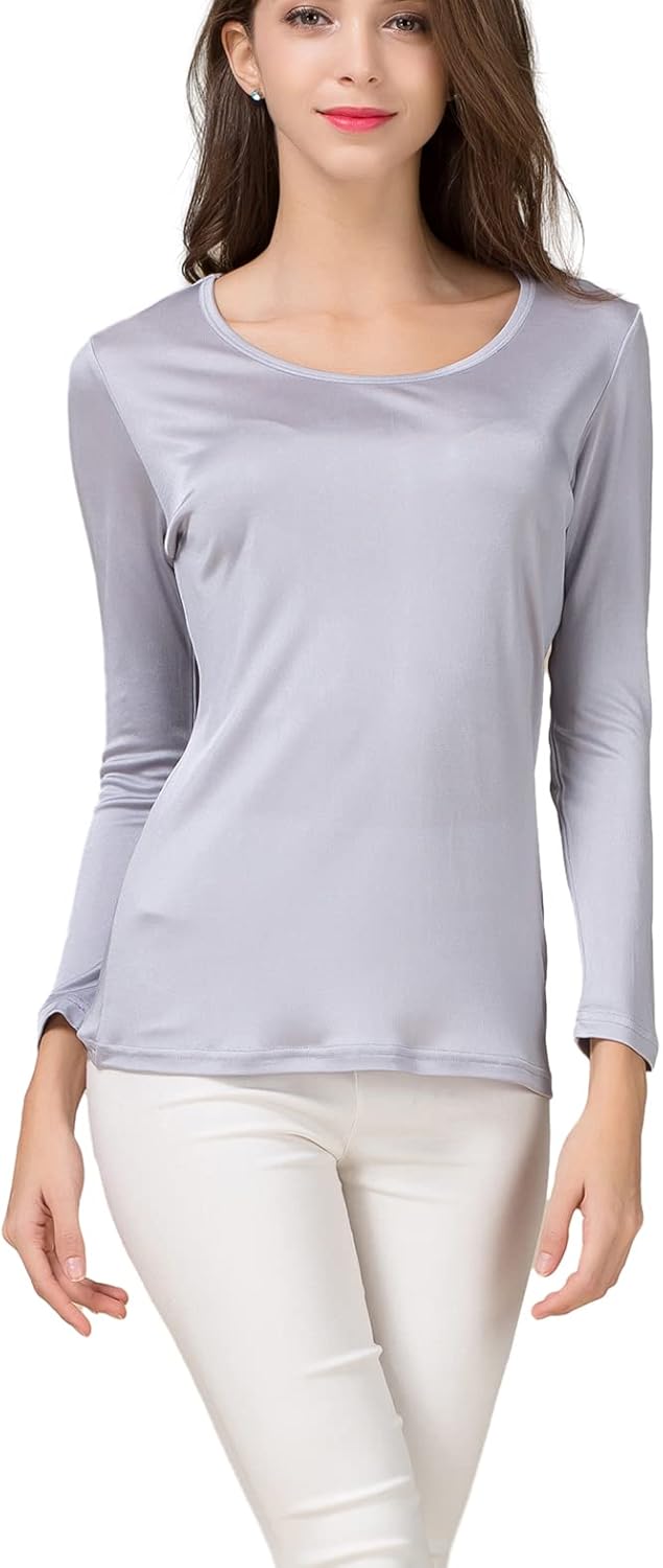 Mulberry Silk T-Shirt for Women - Soft Long Sleeve Blouse