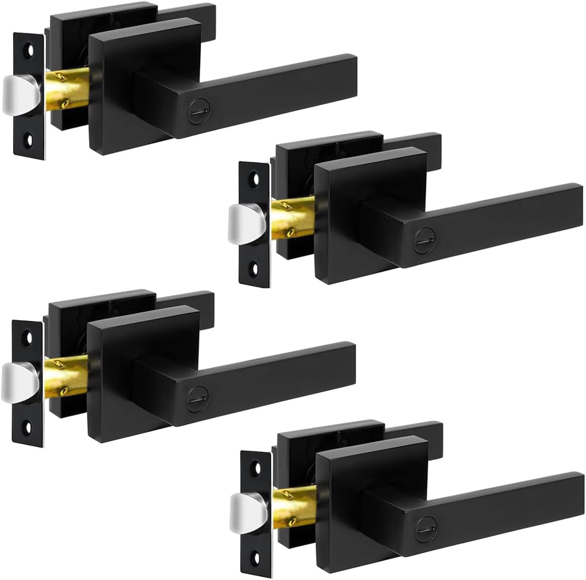 KAMOTA Privacy Door Levers 4 Pack Matte Black Door Handles