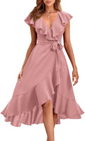 PRETTYGARDEN Women's 2025 Summer Cross Midi Dress - Flowy Boho V Neck