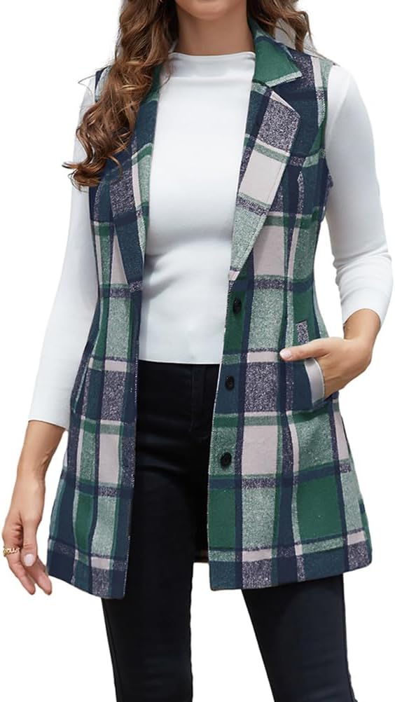 Plaid Vest for Women by IDEALSANXUN - Stylish Fall Layering