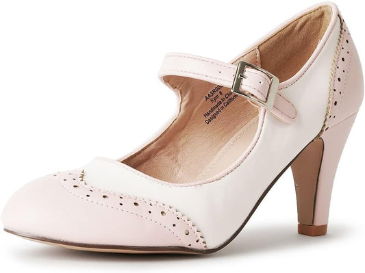 J. Adams Mary Jane Oxford Pumps - Retro Low Kitten Heels