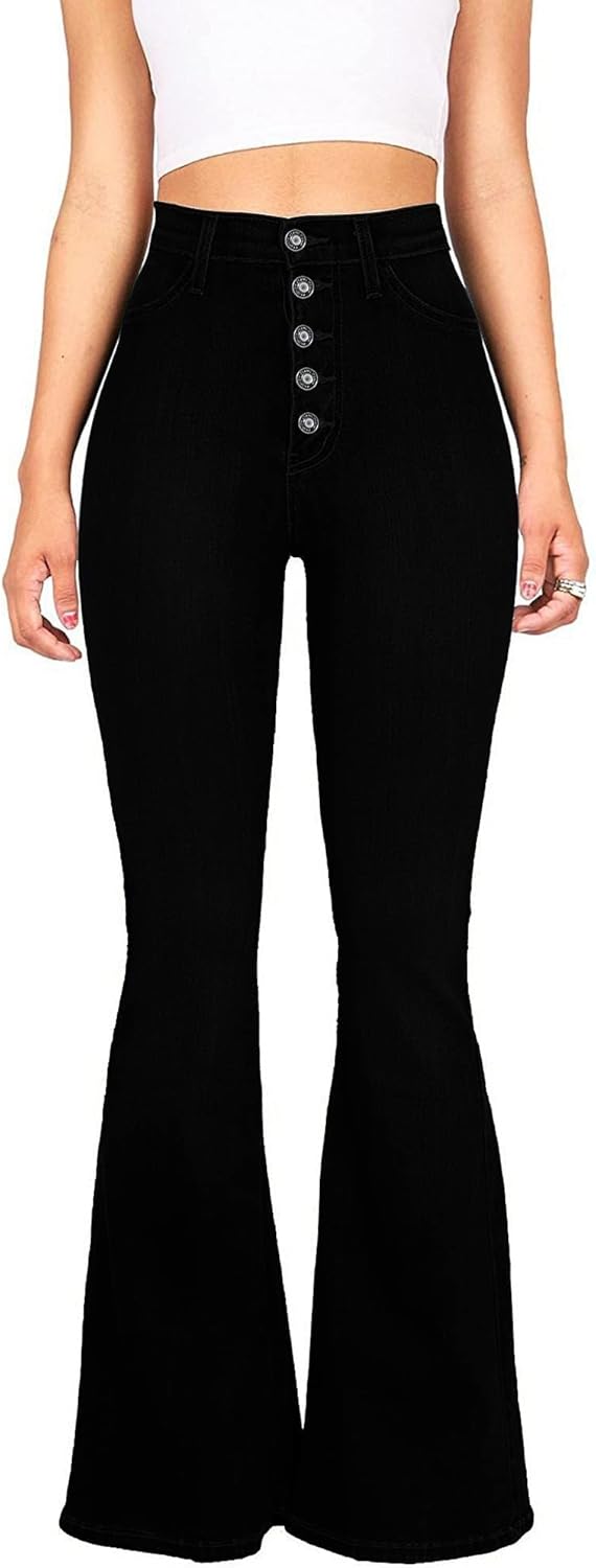 High Waisted Bell Bottom Jeans for Women - Retro Flare Style