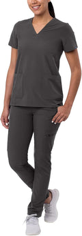 Adar Addition Go-Basic Scrub Set for Women - Slim V-Neck & Skinny This
