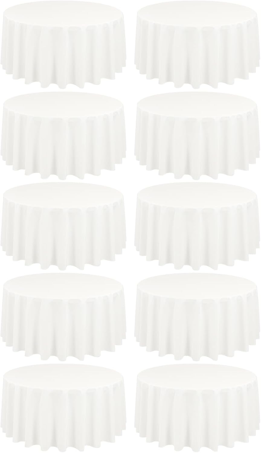 10 Pack Ivory Round Tablecloths - Perfect for Any Occasion