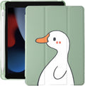 Cute Kawaii Duck iPad 5th/6th Gen Case with Pencil Holder - Green PU