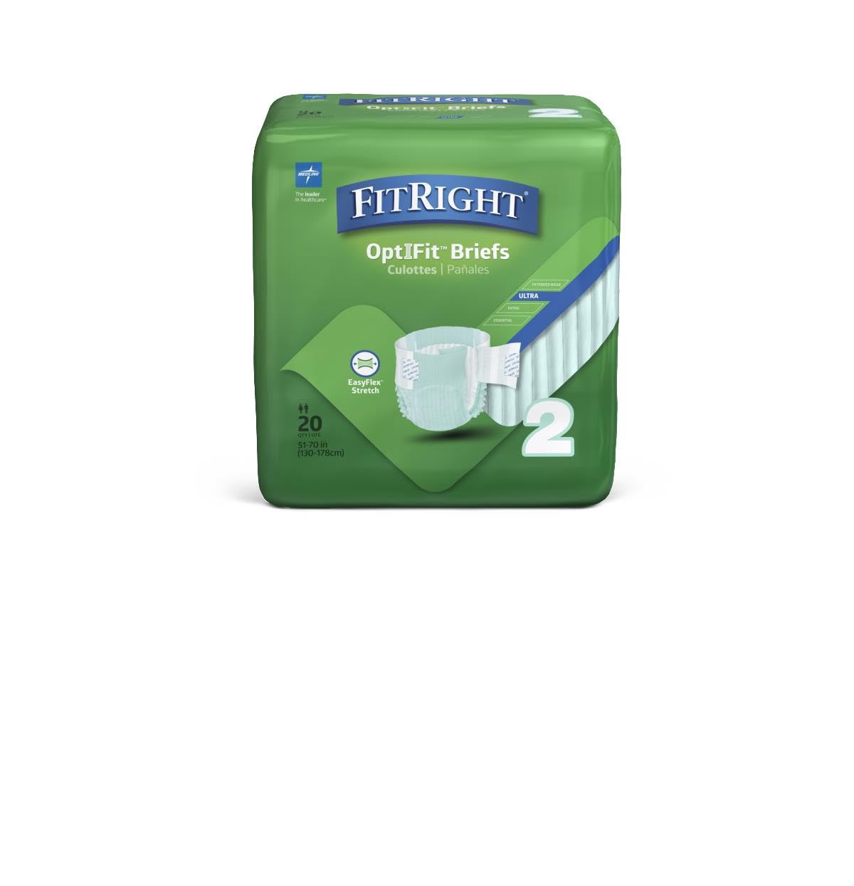 Medline FitRight Stretch Ultra Adult Briefs - Heavy Absorbency - 80 Briefs