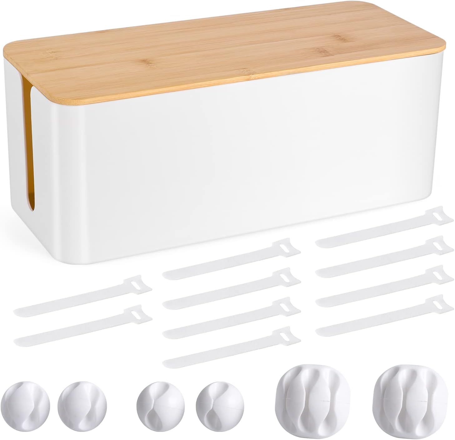 TuweChen Wooden Cable Management Box | Hide Wires & Power Strips | Home & Office Organizer