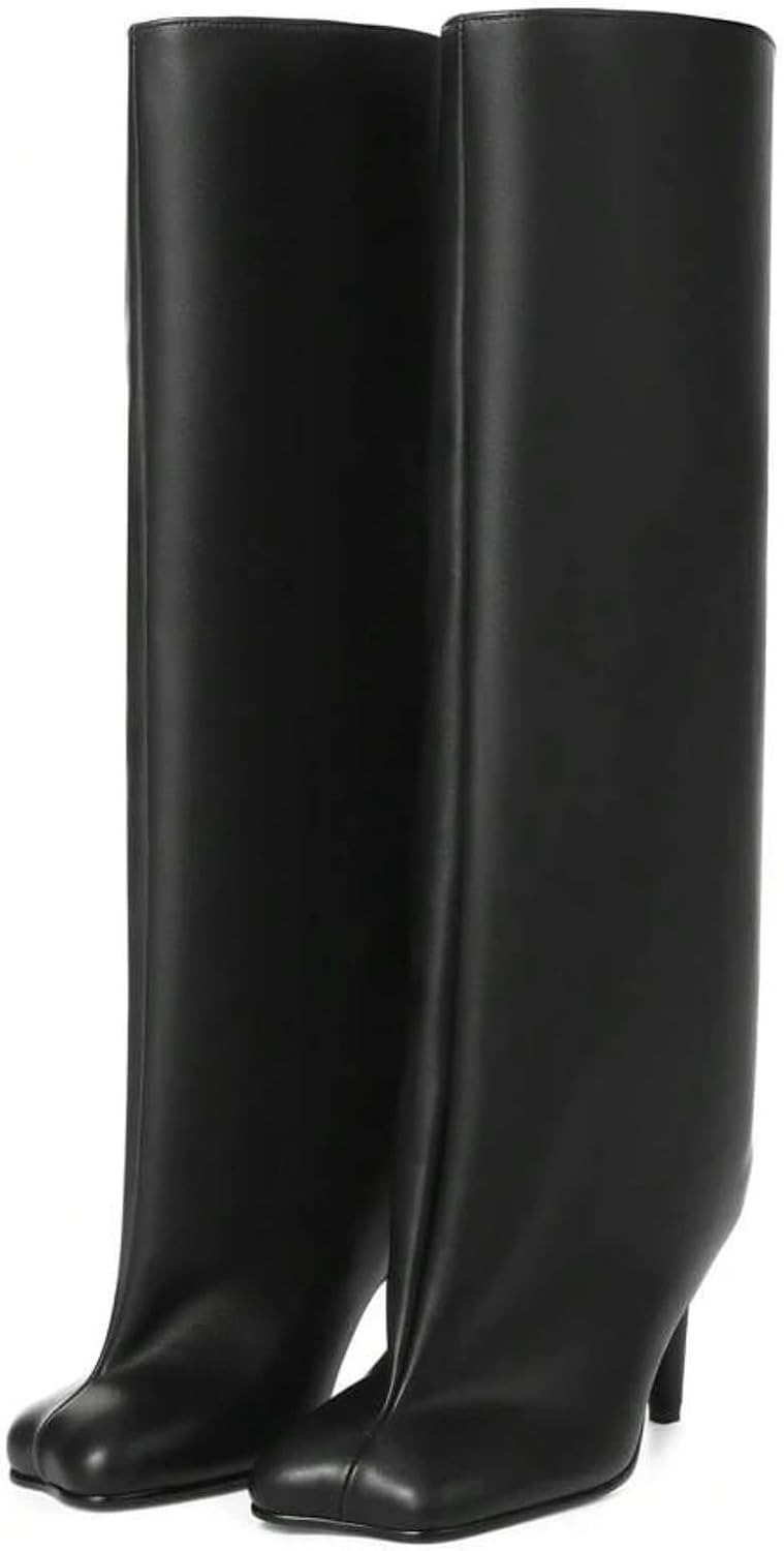 Women's Knee High Boots in Nude Suede with Wide Calf Design