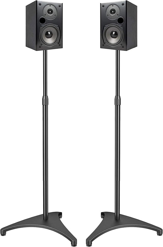 Adjustable Speaker Stands for Satellite & Bookshelf Speakers up to 9 lbs - Compatible with Top Brands - 1 Pair