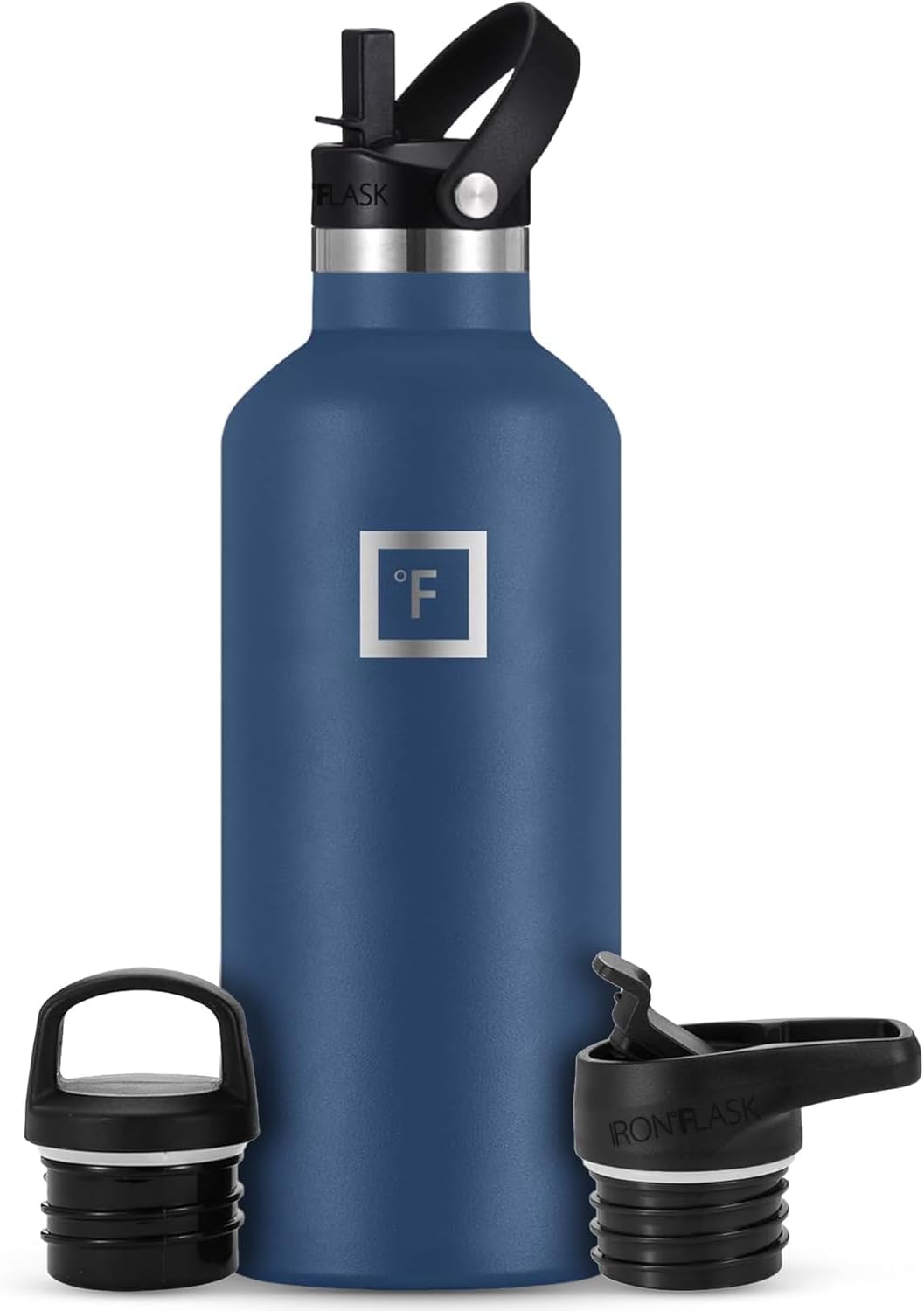 IRON FLASK Camping Hydration Canteen with 3 Lids for Versatility