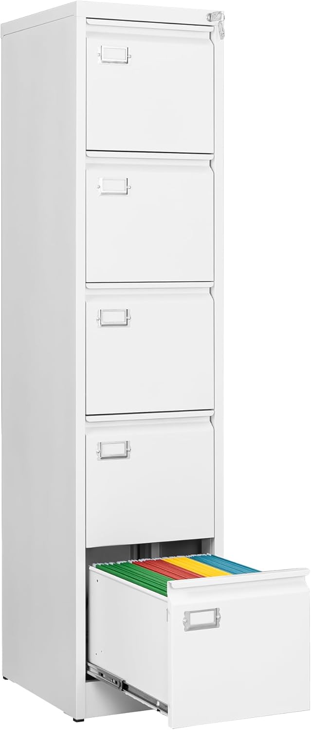 Lockable 5 Drawer Vertical File Cabinets for Home Office Use