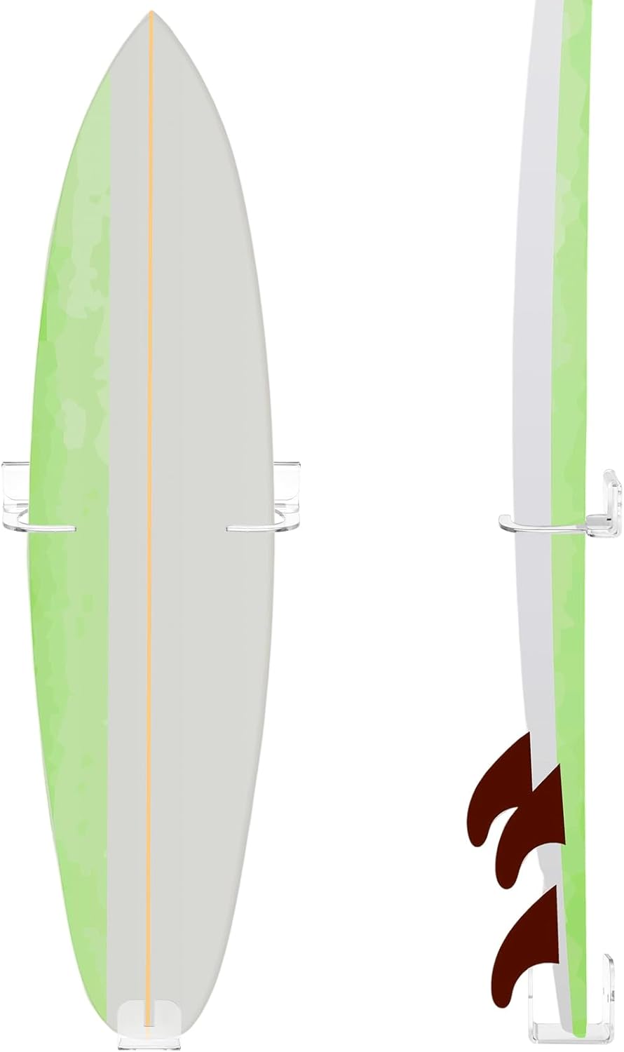 Clear Acrylic Surfboard Wall Mount - Holds 50 lbs