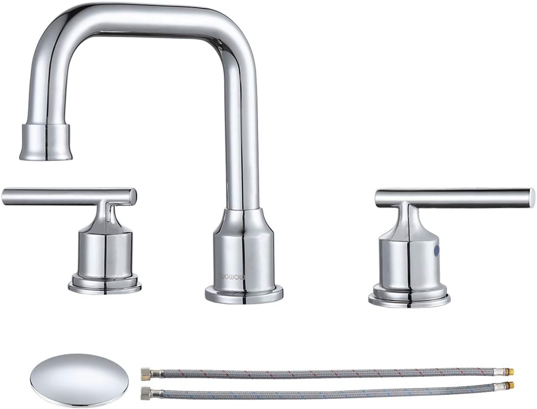 WOWOW Widespread Bathroom Faucet with Adjustable 360 Swivel Spout