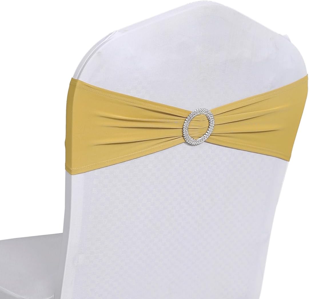 Gold Spandex Chair Sashes for Weddings and Events Decoration