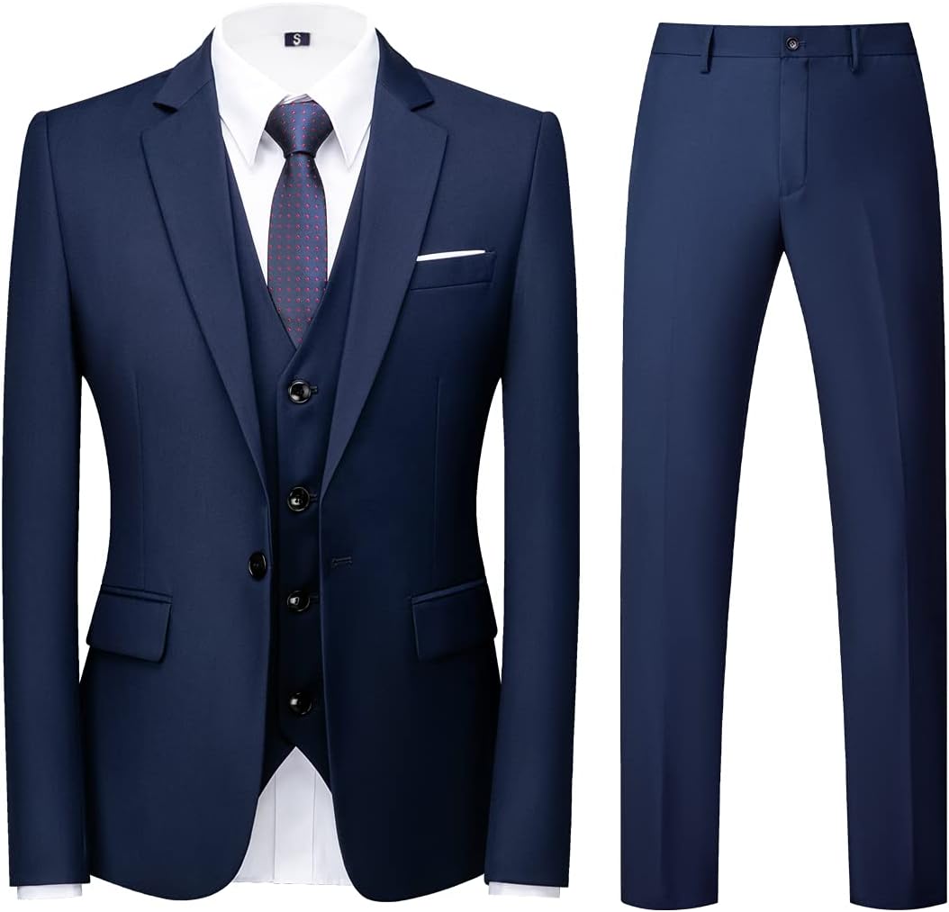 Mens Suits Regular Fit 3 Piece Tuxedo Blazer Set for Events