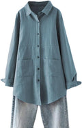 Minibee Women's Linen Button Down Tunic Top Plus Size - Comfortable