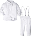 Toddler Boy Suit with Suspenders and Detachable Bow Tie - Formal